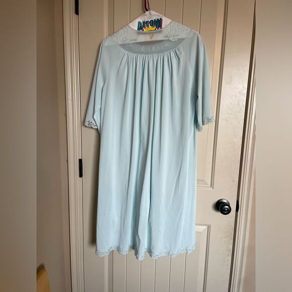 Vintage Shadowline Nightgown and Robe Set Size Medium Lace Flowers lBlue USA - Picture 7 of 17